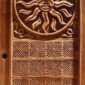 Sun - Hand-Carved Mahogany Door - Larry Lefner