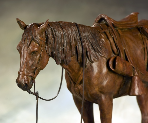 Ground Tied - Equine Bronze Sculpture - Liz Lewis