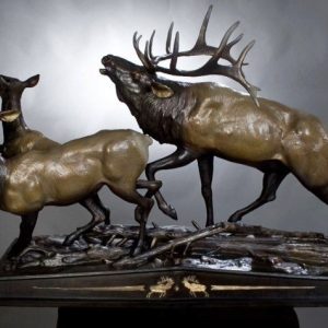 Rut'N Honey - Elk Bronze Sculpture - Ronnie Wells