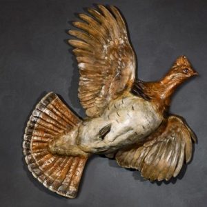 Flushing Ruffed Grouse - Life-Size Bronze Sculpture - Liz Lewis