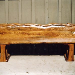 Horse Barn - Hand-Carved Bench - Larry Lefner