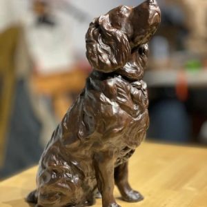 Brown Dog - Large Boykin Bronze Sculpture - Liz Lewis