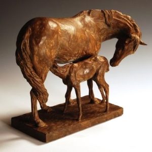 Mare and Foal - Bronze Sculpture - Liz Lewis