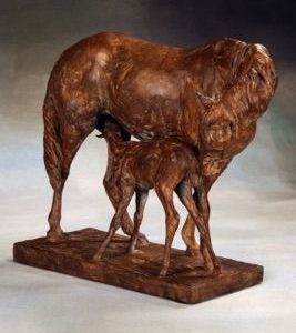 Mare and Foal - Bronze Sculpture - Liz Lewis