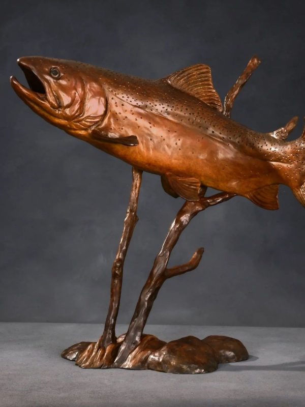 The Honest Twenty - Rainbow Trout Bronze Sculpture - Liz Lewis