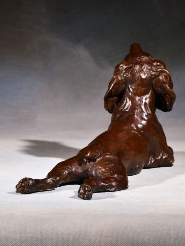 Spaniel Sprawl - Medium Size Dog Bronze Sculpture - Liz Lewis