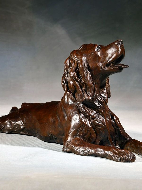 Spaniel Sprawl - Medium Size Dog Bronze Sculpture - Liz Lewis