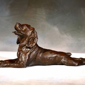 Spaniel Sprawl - Medium Size Dog Bronze Sculpture - Liz Lewis