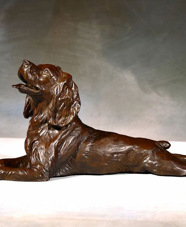 Spaniel Sprawl - Medium Size Dog Bronze Sculpture - Liz Lewis