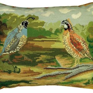 Quail in Woods Needlepoint Pillow (16" x 20") - Michaelian Home