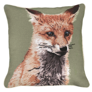 Sitting Fox Needlepoint Pillow (18" x 18") - Michaelian Home