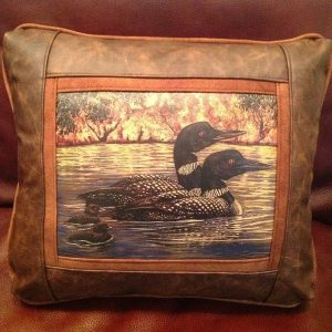 Loons Leather Pillow - Sweetwater