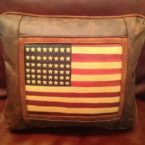 Navajo American Flag leather pillow - Sweetwater