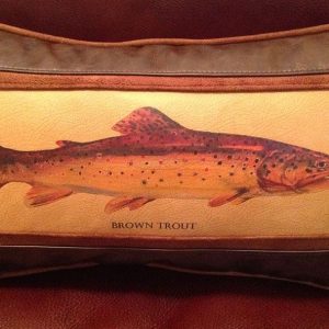 Rod Crossman Brown Trout Leather Pillow - Sweetwater