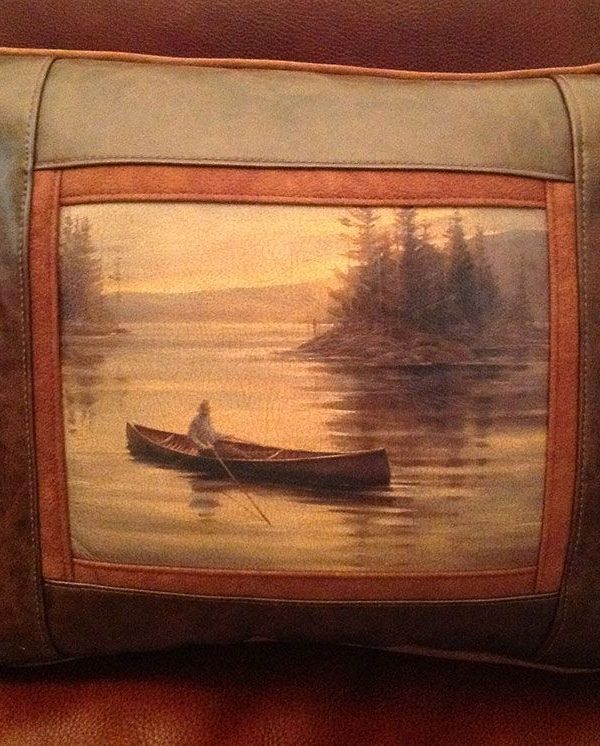 Rod Crossman Canoe Country Leather Pillow Sweetwater