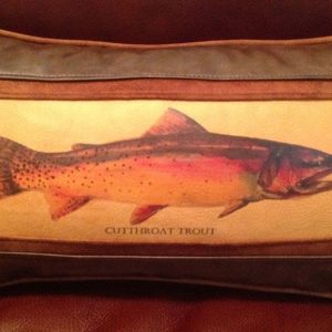 Rod Crossman Cutthroat Trout Leather Pillow - Sweetwater