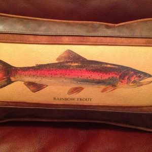 Rod Crossman Rainbow Trout Leather Pillow - Sweetwater