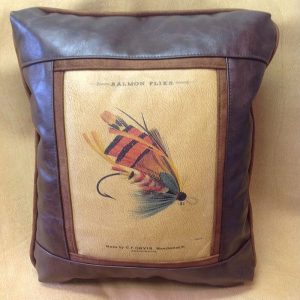 Salmon Fly Leather Pillow - Sweetwater