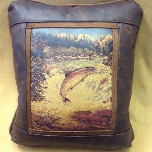 Salmon Run Leather Pillow - Sweetwater