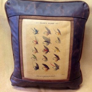 Trout Flies Leather Pillow - Sweetwater