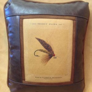 Trout Fly Vertical Leather Pillow - Sweetwater