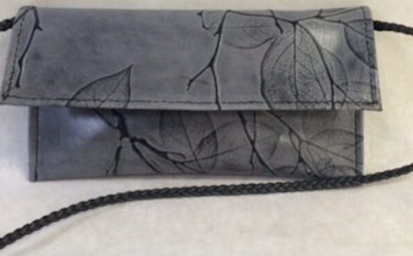 French Wallet with Braided Strap - Leaf Leather