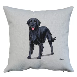 Flat Coated Retriever Throw Pillow - Zeppa Studios