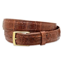 1 3/8" Cognac Genuine Alligator Belt by Bull & Briar
