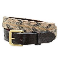 Timber "Canebrake" Rattlesnake Belt with Dark Brown Genuine Alligator Tips