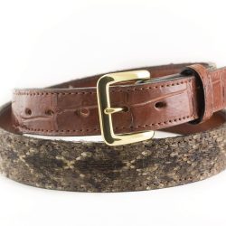 1 1/2" Western Diamondback Rattlesnake Belt with Cognac Alligator Tips