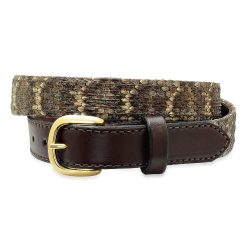 1" 1/4" Western Diamondback Rattlesnake- Bridle Leather Belt by Bull and Briar