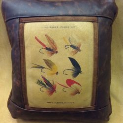 Bass Flies Leather Pillow - Sweetwater