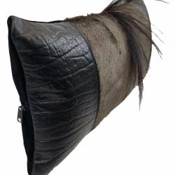 Blue Wildebeest and Cape Buffalo Hide Mane Pillow by African Game Industries