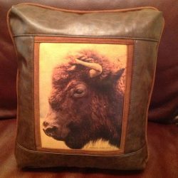 Buffalo Leather Pillow Sweetwater