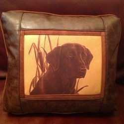 Chocolate Lab Leather Pillow - Sweetwater