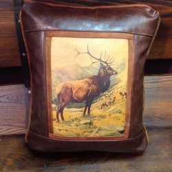 Elk Herd Leather Pillow - Sweetwater