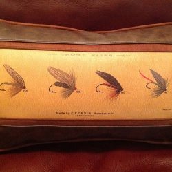 Trout Flies Frame Lumbar Leather Pillow - Sweetwater