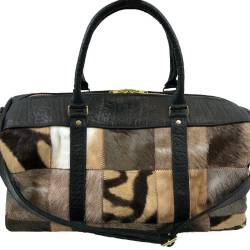 Mixed Hide & Cape Buffalo Hide Duffel Bag -Black - by African Game Industries