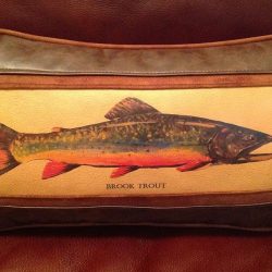 Rod Crossman Brook Trout Leather Pillow - Sweetwater