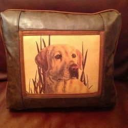 Yellow Lab Leather Pillow Sweetwater