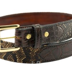 1 1/2" Cottonmouth Moccasin with Dark Brown Genuine Alligator Tip Belt
