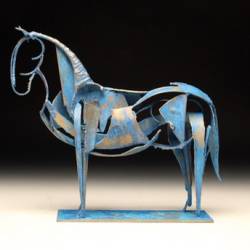 An equine metal sculpture by Don Rambadt