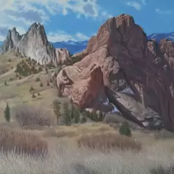 An oil painting of Garden of the Gods in Colorado.