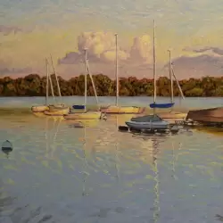 An original oil painting of Lake Harriet in Minneapolis, MN.
