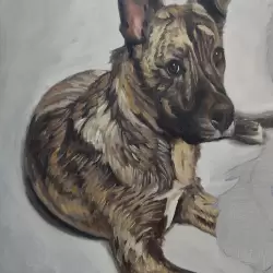 An oil painting of a pet dog