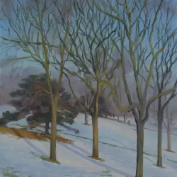 An oil painting of Powder Horn Park.