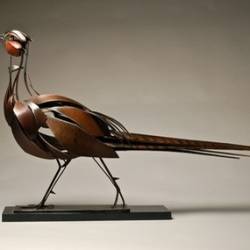 Ringneck Pheasant Metal Sculpture - "Ringneck Pheasant" A metal sculpture of a Ringneck Pheasant by Don Rambadt