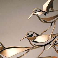 Sanderlings Metal Sculpture - "Sanderlings" A metal sculpture of Sanderlings by Don Rambadt