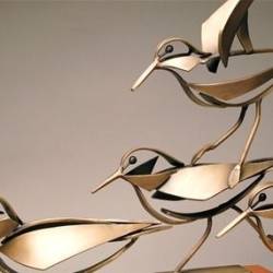 Sanderlings Metal Sculpture - "Sanderlings" A metal sculpture of Sanderlings by Don Rambadt